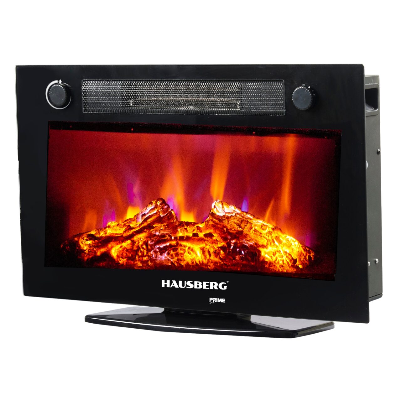 Semineu Electric de Birou HAUSBERG HB-8226NG, 1800 W, Efect de Flacără, Încălzire PTC, Sticlă Securizată, Telecomandă, Negru Imagine principală a produsului
