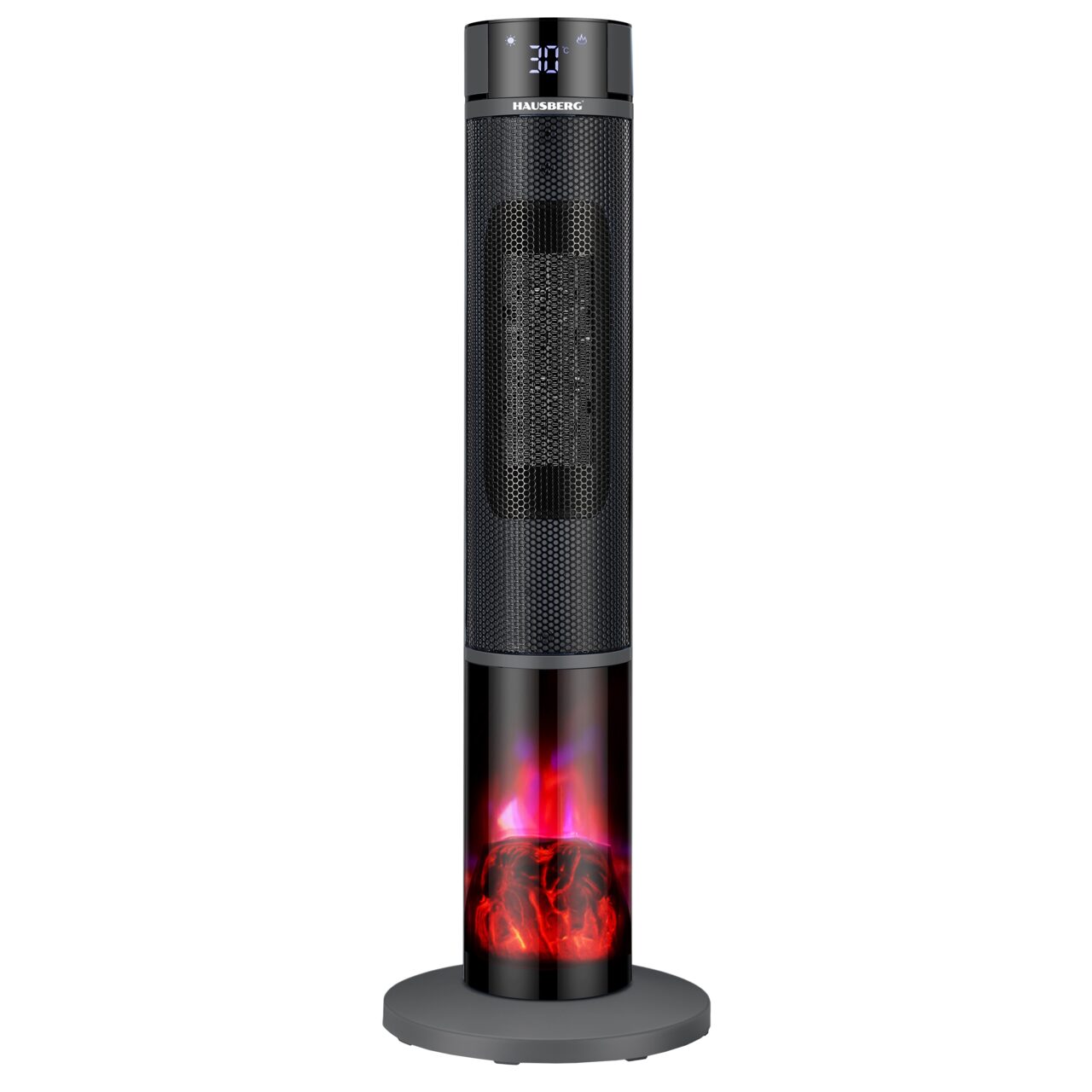 Semineu Electric Digital Tip Turn HAUSBERG HB-8228NG, 2000 W, Efect de Flacără, Protecție la Răsturnare, Termostat, Telecomandă, Negru