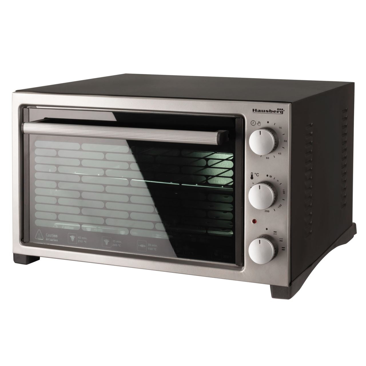 Cuptor electric Hausberg HB 9320 , 1420 W, 38 L, timer, termostat, 2 tavi, Gri/Negru