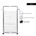 Uscator de rufe cu 3 nivele Ertone MN98U, pliabil cu suport de umerase, suporta 30 kg rufe, Inox