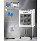 Racitor de aer portabil Hausberg HB-5961AB, 75W, rezervor 20L, 3 viteze, control mecanic, 2 cutii gheata, alb
