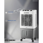 Racitor de aer portabil Hausberg HB-5961AB, 75W, rezervor 20L, 3 viteze, control mecanic, 2 cutii gheata, alb