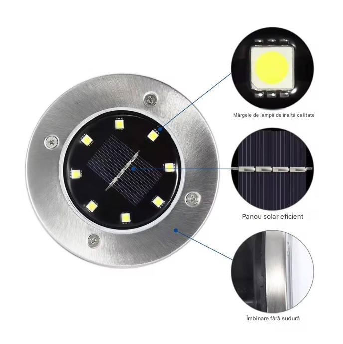 Lămpi Solare LED pentru Grădină – Set 4 Bucăți, RGB, IP65, Încărcare Solară