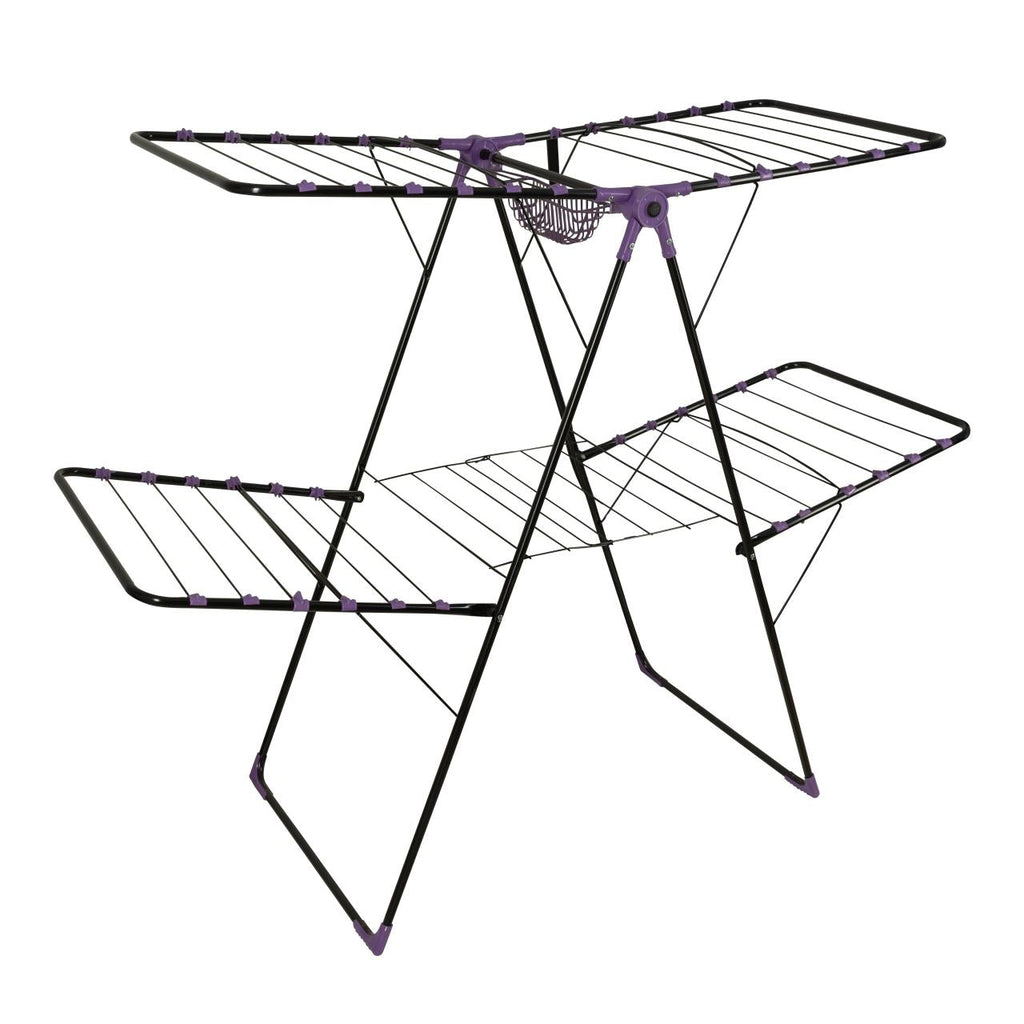 Uscator de rufe metalic Genius Dublu Maestro ERTONE G95U, 130x60x123cm, 6 randuri de suport, pliabil, sustine 20 Kg