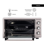 Cuptor Electric cu Ventilator HAUSBERG HB-8015, 1800 W, Geam dublu, 48L, Lumina interioara, Timer, 5 Programe gatire, Termostat reglabil 250 grade, Inox/Negru