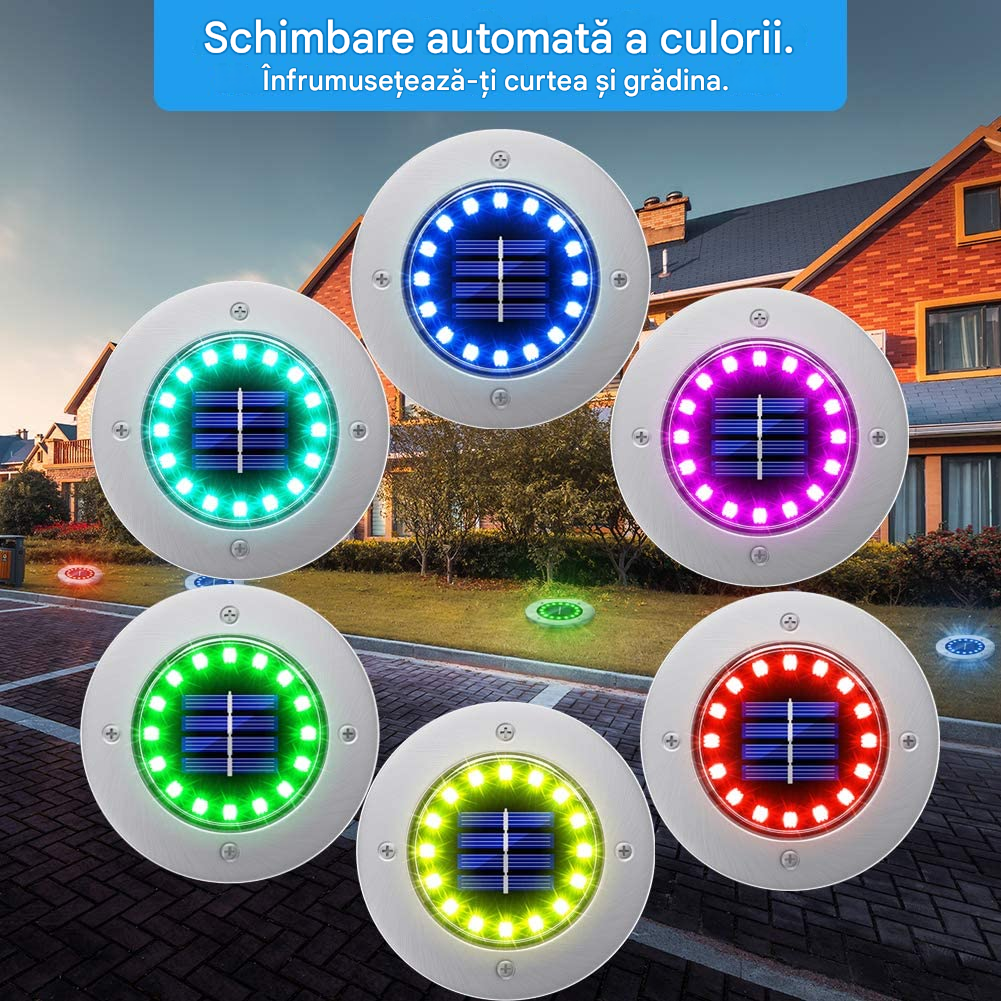 Lămpi Solare LED pentru Grădină – Set 4 Bucăți, RGB, IP65, Încărcare Solară