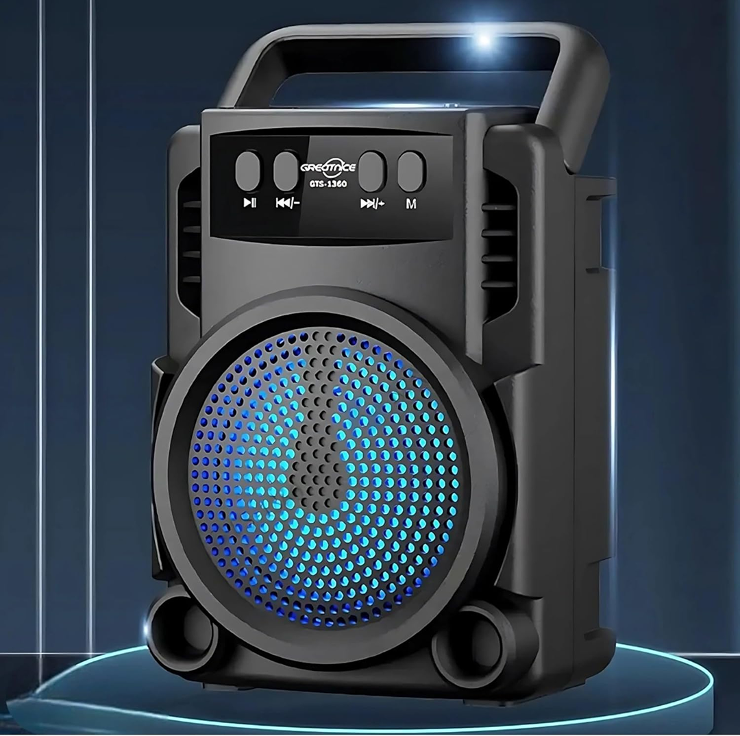 Boxă Portabilă GTS-1360 – Bluetooth, LED RGB, Radio FM, 8-10W