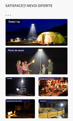 Proiector LED Camping 94W 9116lm cu Braț Telescopic 5m – Kit Nocturna