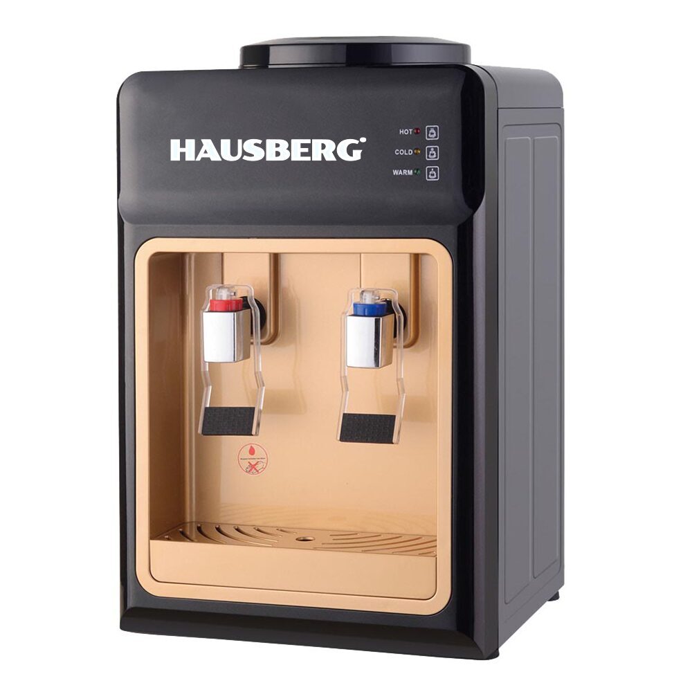 Dozator apa Hausberg HB-6026NG, putere incalzire 550 W, putere racire 80 W, indicatoare LED pentru apa calda si rece, termostat automat, Negru-Maro Imagine principală a produsului