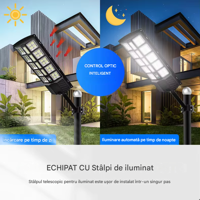 Lampă Solară LED Exterior 7700LM – 720 LED, Telecomandă, 3 Moduri, Impermeabilă