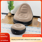 Fotoliu Gonflabil cu Suport Picioare și Înveliș Catifelat – Set Complet Relaxare