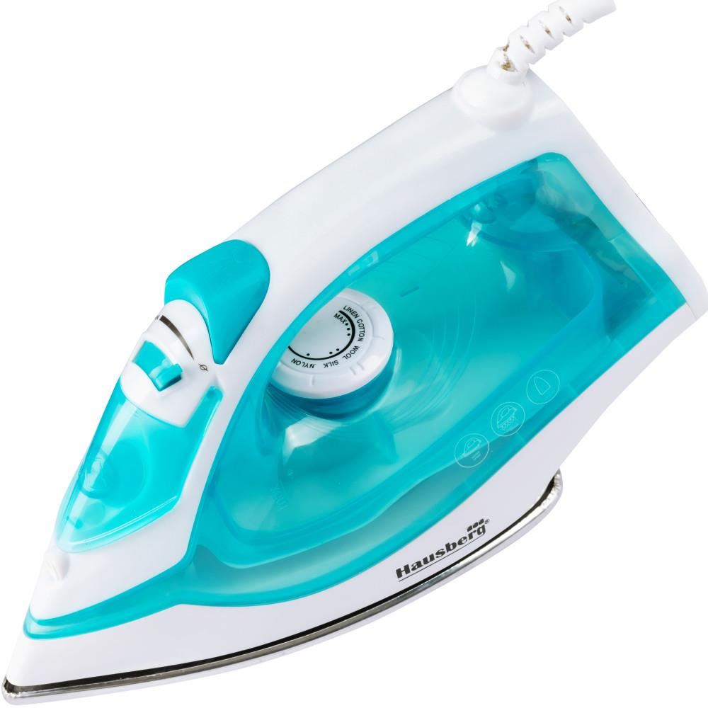 Fier de calcat Hausberg HB-7850BL, 1300W, talpa invelis ceramic, abur vertical, calcare uscata, autocuratare, pulverizare,  rezervor 130ml, Bleu