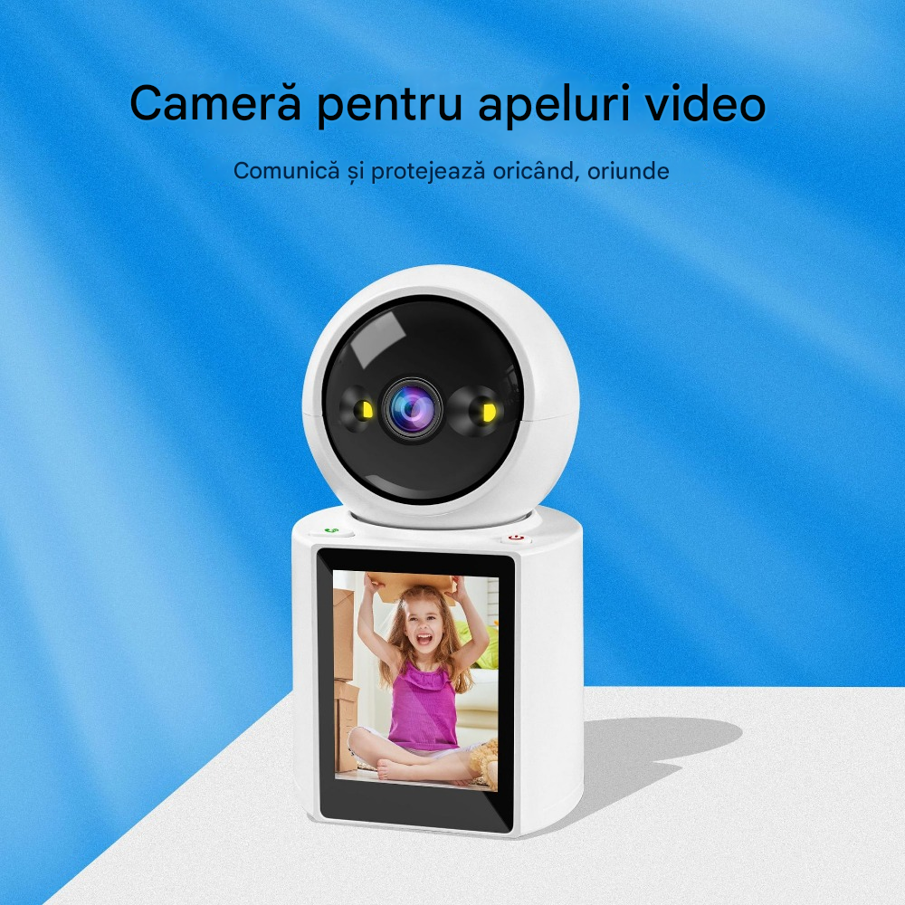 Cameră Supraveghere WiFi 4MP 360° – Monitor Bebeluși, Vedere Nocturnă Color, Ecran 2.8"