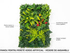 Panou Verde Decorativ din Plante Mixte Artificiale 60x40 cm Perete Verde Interior