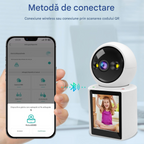 Cameră Supraveghere WiFi 4MP 360° – Monitor Bebeluși, Vedere Nocturnă Color, Ecran 2.8"