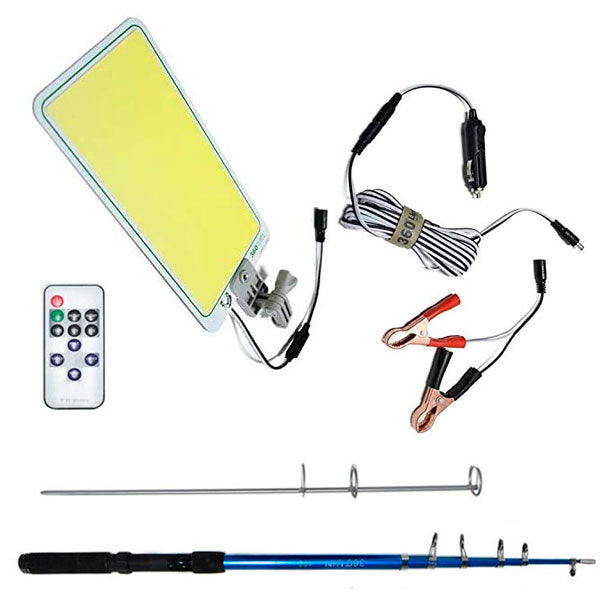 Proiector LED Camping, 47W 4558lm, Waterproof, Suport Telescopic 4,5m, Alimentare 12V, Telecomandă, Geantă Transport