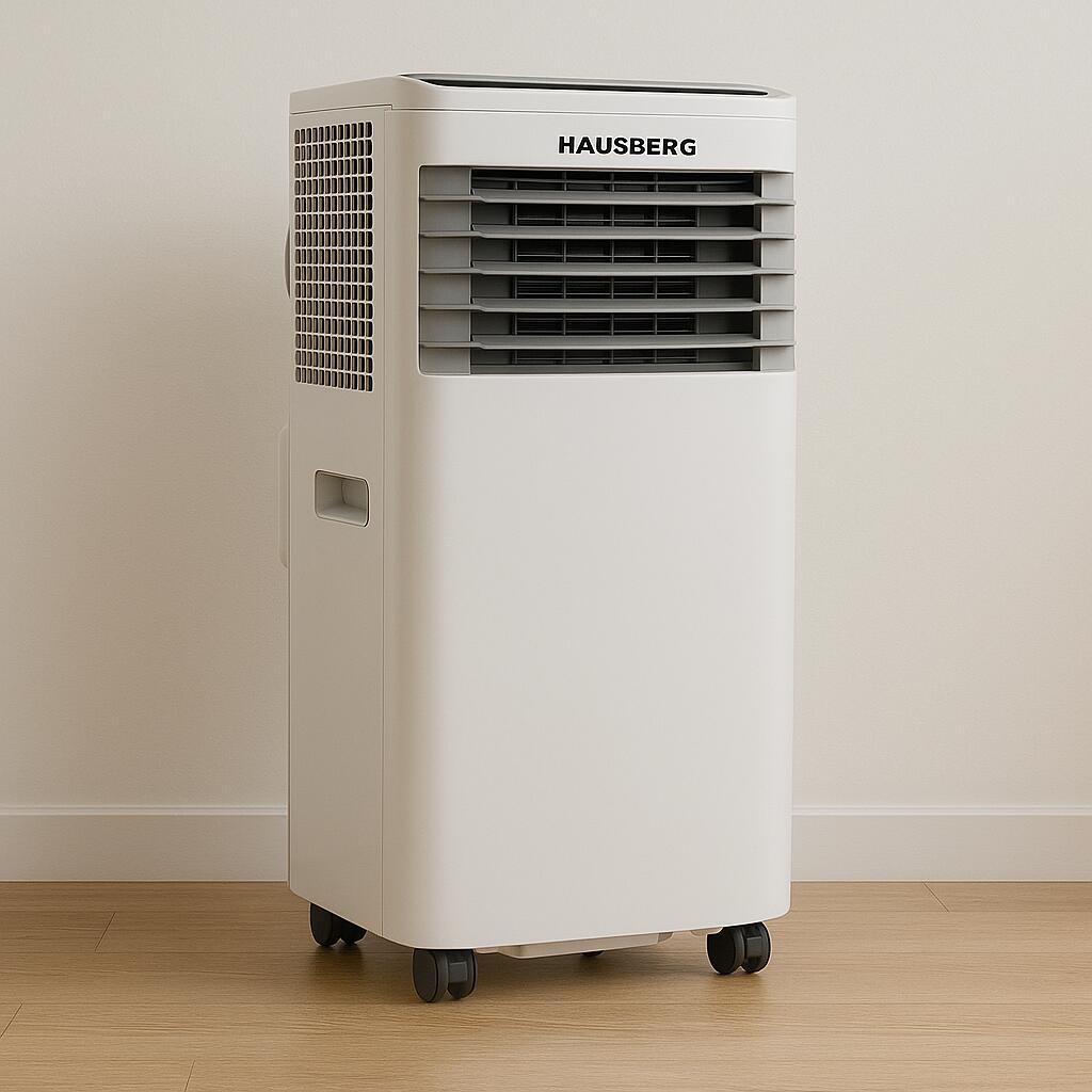 Aparat aer conditionat portabil Hausberg HB-5960AB, 9000 BTU, 1920W, 300 m3/h, LCD, alb