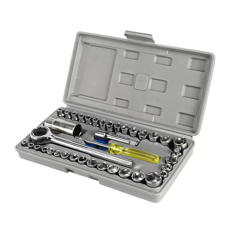 Trusă Chei Tubulare 40 Piese – Metric & SAE, Clichet 1/4" și 3/8"