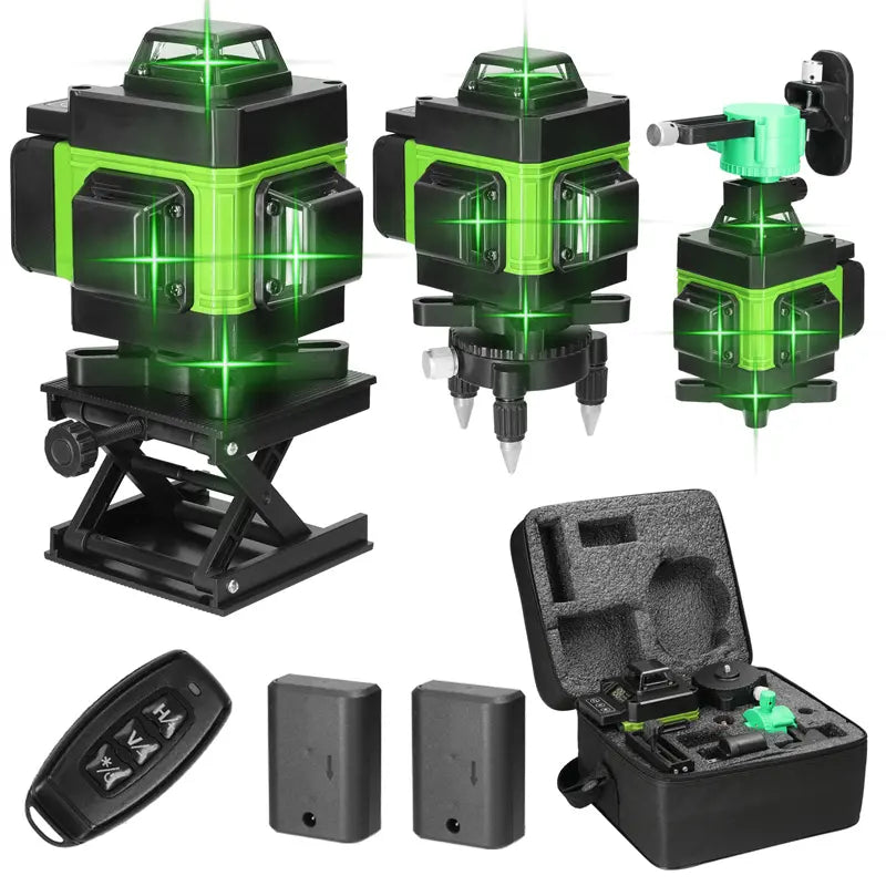 Nivel Laser 4D cu 16 Linii Verzi Autonivelare ±3° IP54 Trepied 100cm Inclus