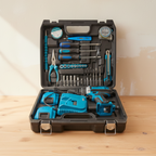 Set Bormaşină cu Acumulator în Valiză – 2 Baterii Li-Ion 48V + 30 Accesorii (Burghie, Biți, Chei) Albastru