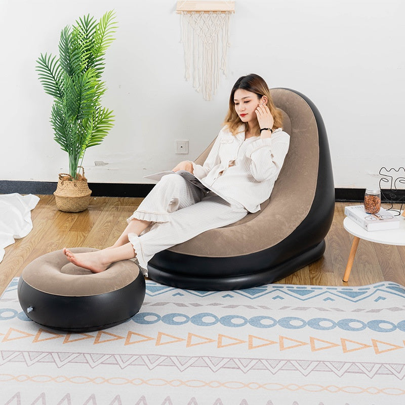 Fotoliu Gonflabil cu Suport Picioare și Înveliș Catifelat – Set Complet Relaxare