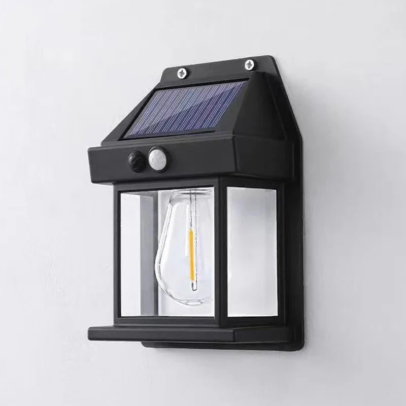 Lampă Solară de Perete tip Felinar cu Senzor de Mișcare | 3 Moduri de Lumină, Acumulator 1200mAh