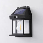 Lampă Solară de Perete tip Felinar cu Senzor de Mișcare | 3 Moduri de Lumină, Acumulator 1200mAh