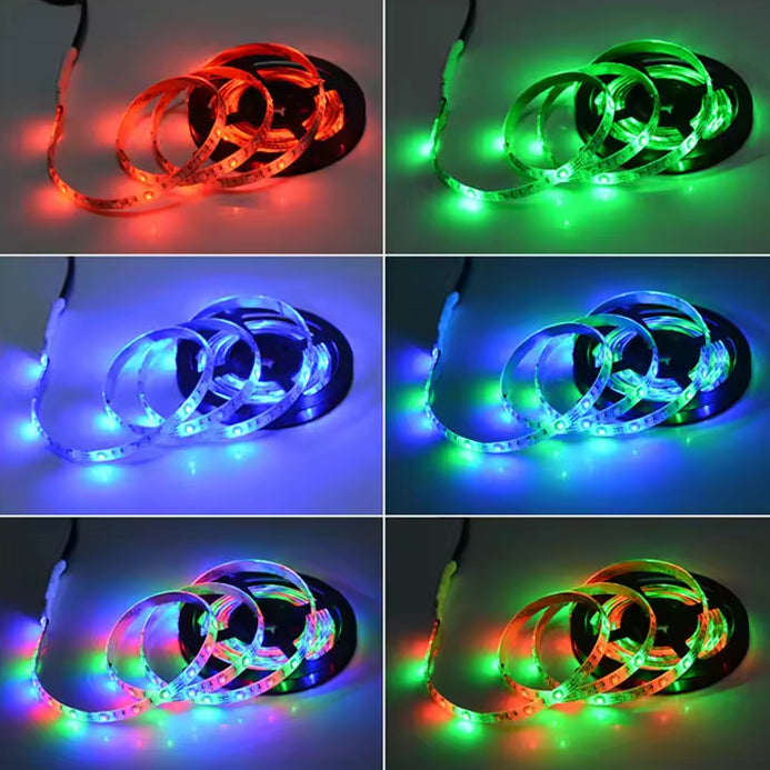 Bandă LED RGB 5m cu Telecomandă 24 Butoane și Alimentare 12V