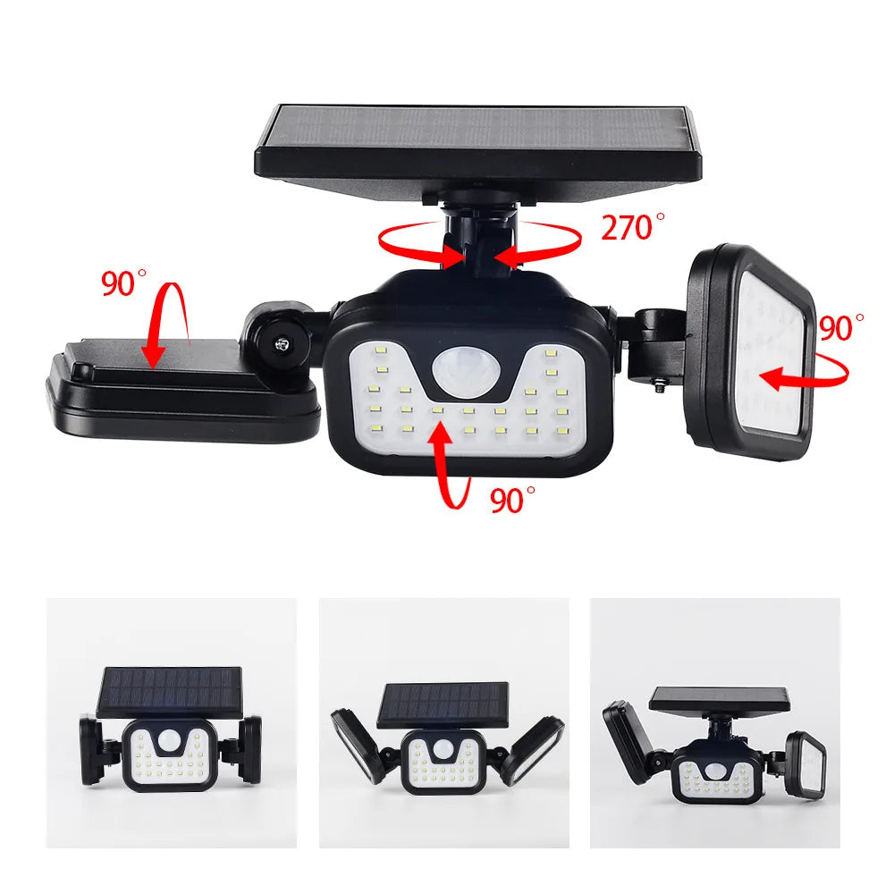 Lampă Solară 74 LED-uri cu Senzor de Mișcare – Montare Perete, IP65