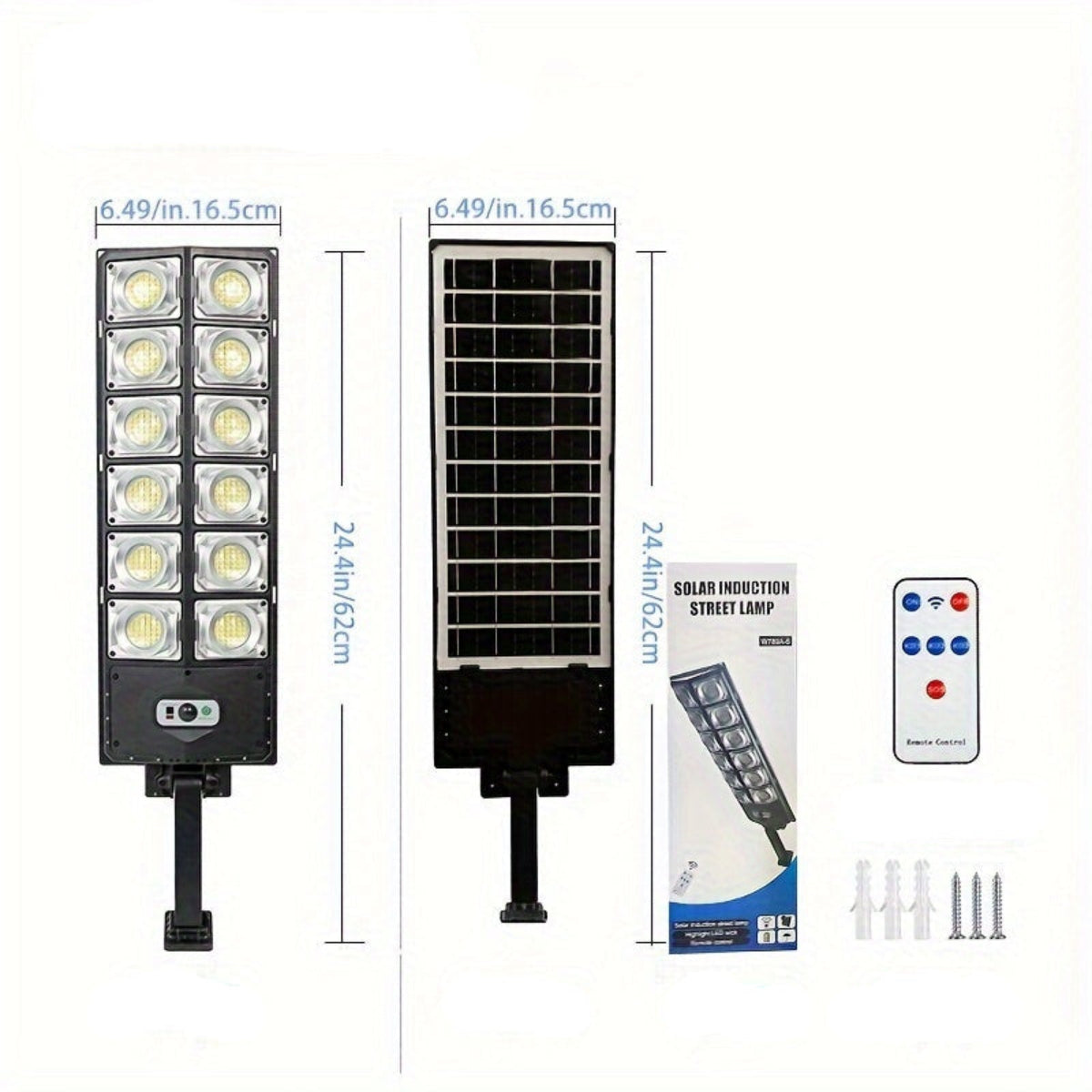 Lampă Solară Stradală 300W cu Telecomandă – IP65, Senzor de Mișcare, 3 Moduri de Iluminare