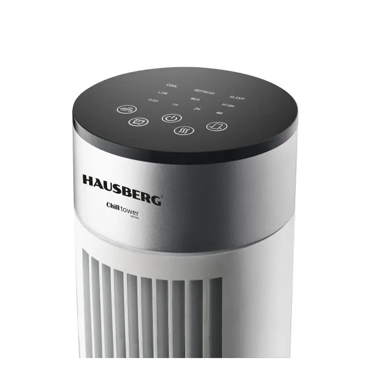 Ventilator turn Hausberg HB-5952AB, 55W, 38 inch, 3 viteze, temporizator 24h, LED, oscilatie, telecomanda, alb