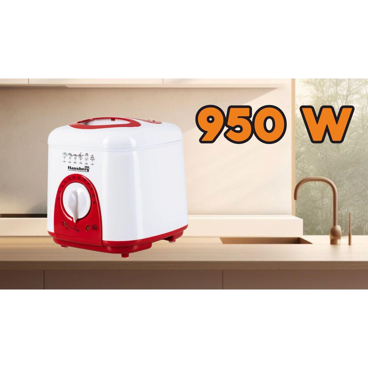 Friteuza Hausberg HB 1320 A-R, 850W - 950 W, 1 L, Alb/Rosu Imagine secundară a produsului