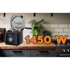 Friteuza HAUSBERG HB-1331NG, 1450 W, 2.5 litri, termostat reglabil 0 - 190 grade C, filtru detasabil din otel inoxidabil, cos cu ulei, protectie supraincalzire, picioare antiderapante, Negru