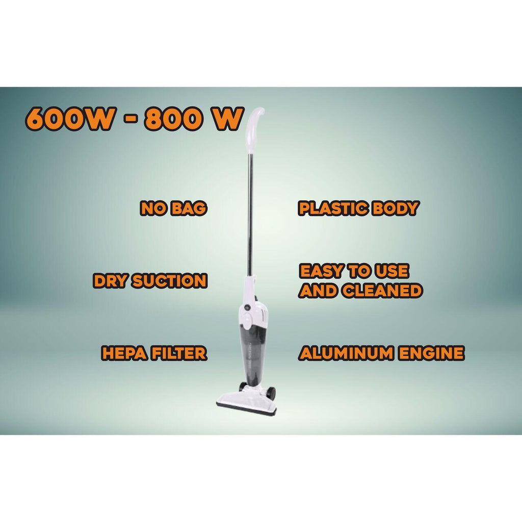 Aspirator vertical 2 in 1 HAUSBERG HB-2025AB, fara sac, aspirare uscata, filtru Hepa, 0.5 L, 600W, Alb-Negru