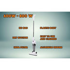 Aspirator vertical 2 in 1 HAUSBERG HB-2025AB, fara sac, aspirare uscata, filtru Hepa, 0.5 L, 600W, Alb-Negru