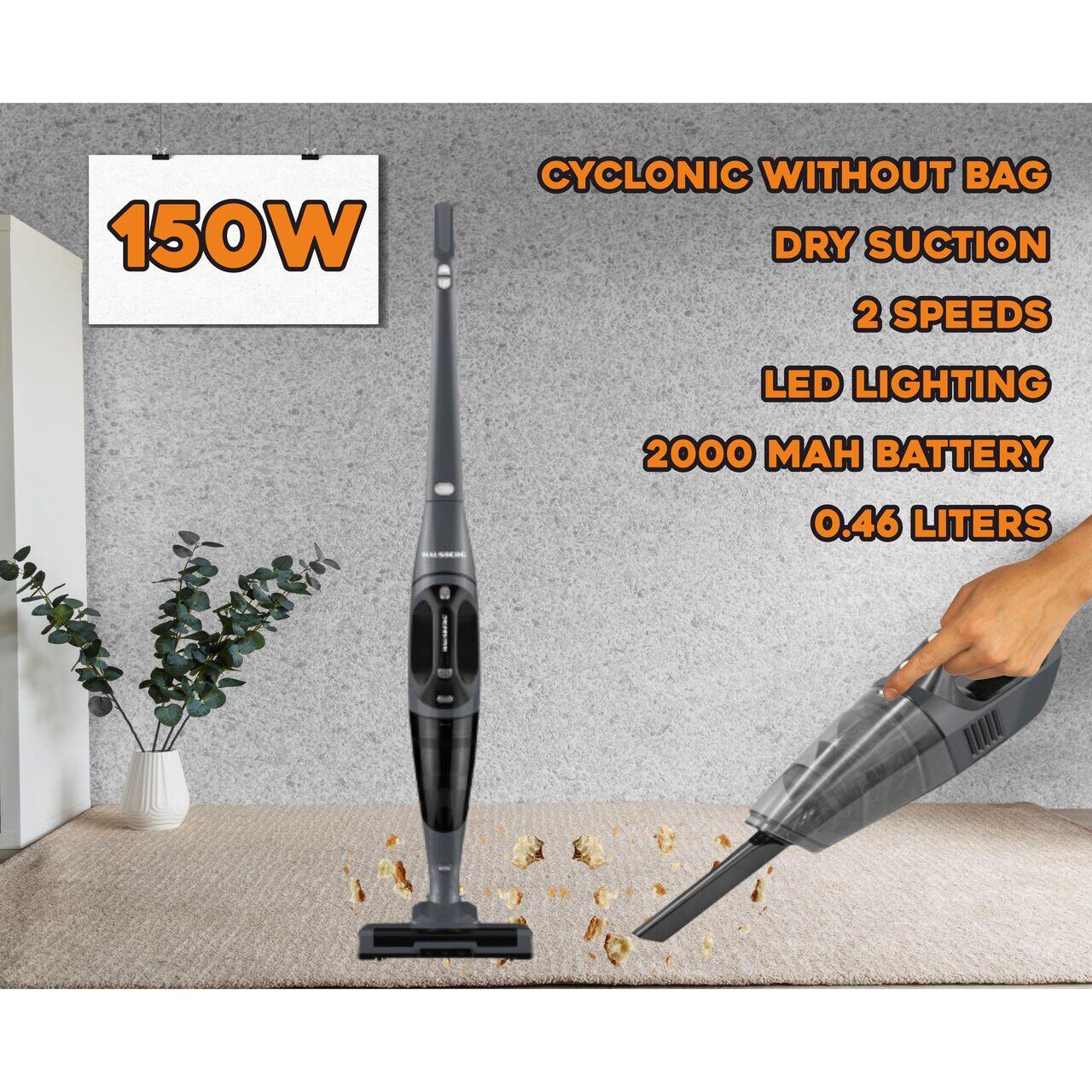 Aspirator vertical 2 in 1 HAUSBERG HB-2029GR, 2 viteze, acumulator 2000 mAh, 0.46 litri, 150 W Imagine secundară a produsului