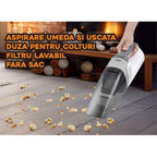 Aspirator de mana HAUSBERG HB-2035, fara sac, aspirare umeda si uscata, filtru lavabil, 0.45 litri, putere motor 75W DC, duza pentru colturi, acumulator Li-Ion 11.1 V