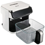 Friteuza cu aer Hausberg HB-2343AB, 6.5L, cos sticla, 12 programe, touchscreen, 1200W-1400W, 65-200°C , Alb