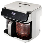 Friteuza cu aer Hausberg HB-2343AB, 6.5L, cos sticla, 12 programe, touchscreen, 1200W-1400W, 65-200°C , Alb