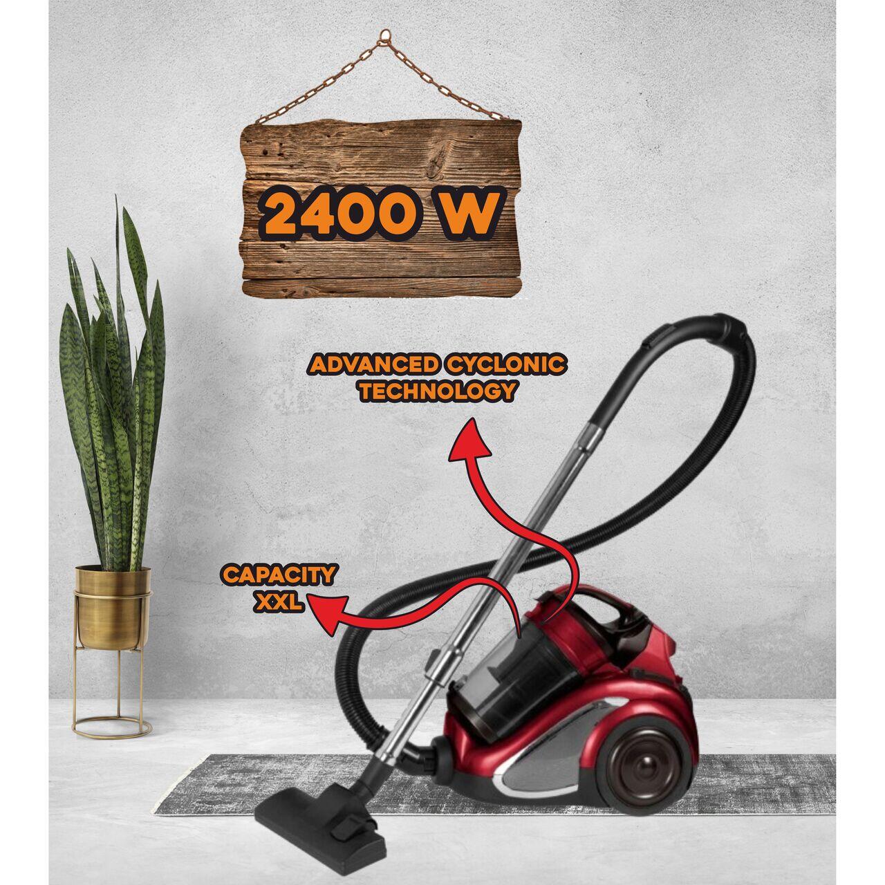 Aspirator fara sac Hausberg HB-2820RS, 2200 W, 4.5 litri, 85dB, filtru lavabil, sistem multi-ciclon, Negru/Rosu Imagine secundară a produsului