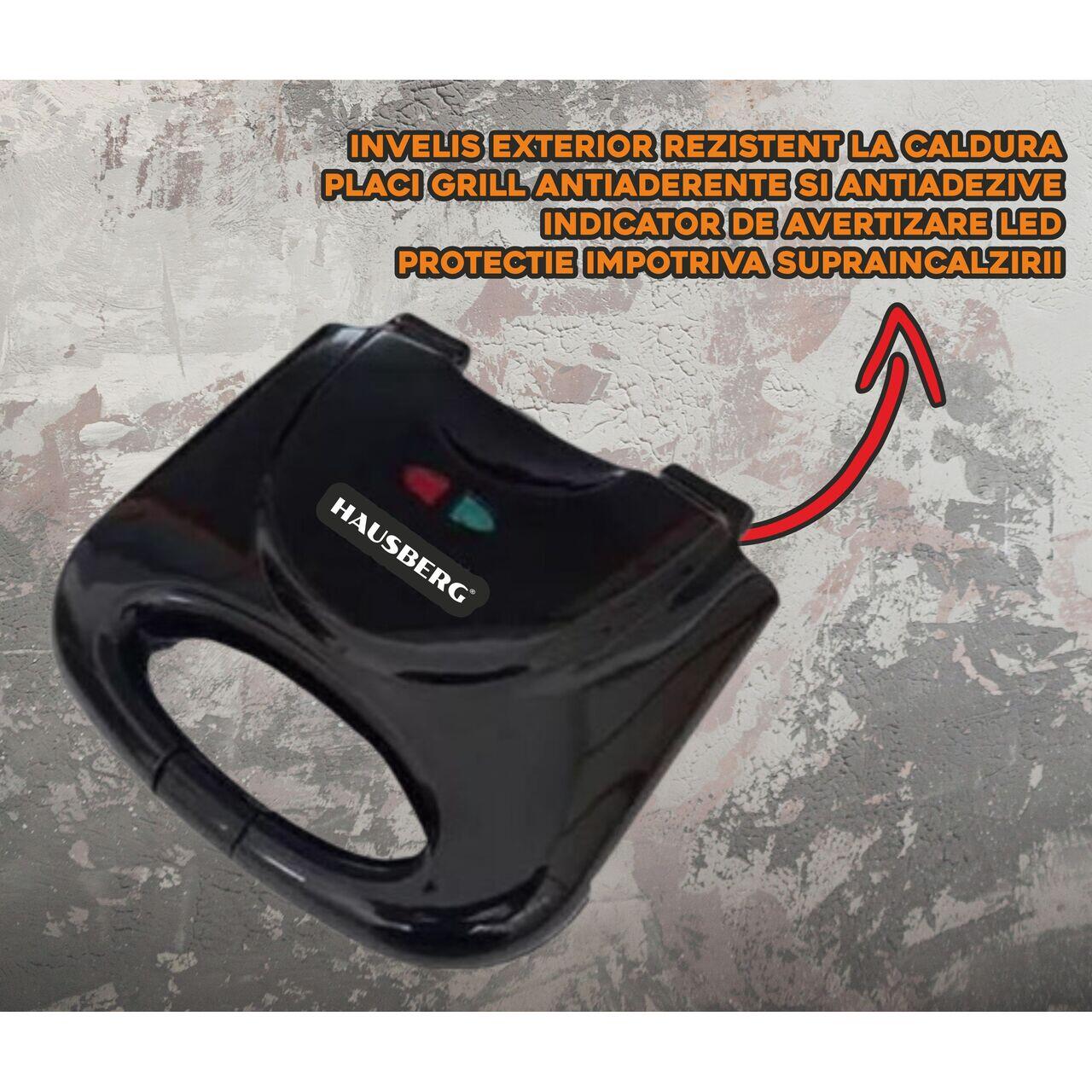 SANDWICH MAKER HB-3510 NEGRU, 700-800W Imagine secundară a produsului