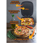 Aparat electric pentru pizza si grill HAUSBERG HB-3565, 1400-1700W, Placa deincalzire cu doua laturi, Termostat, Bachelina