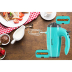 Mixer de mana Hausberg HB-4119BL, 5 viteze, putere 300W, motor de cupru, Bleu