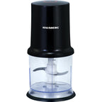 Tocator electric HAUSBERG HB-4502NG, 400W, 1 treapta de viteza, 500 ml, bol din plastic, cutit cu 2 lame din otel inoxidabil, Negru