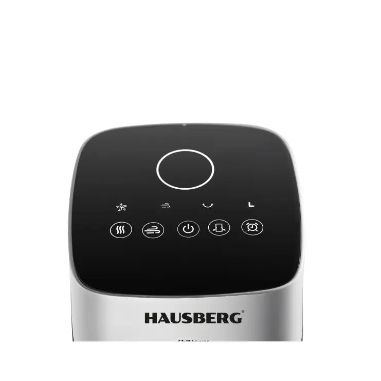 Ventilator turn digital Hausberg HB-5953AB, 55W, 41 inch, 3 viteze, 3 moduri, temporizator 24h, LED, oscilatie, telecomanda, difuzor parfum, alb