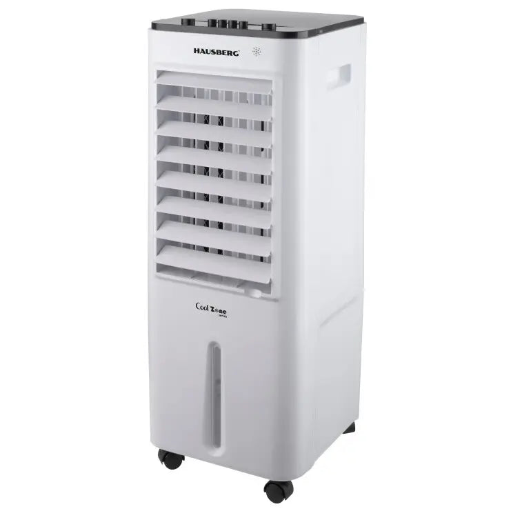 Racitor de aer portabil Hausberg HB-5963AB, 55–80W, rezervor 12L, 3 viteze, functie Turbo, oscilatie 60°, control mecanic, alb