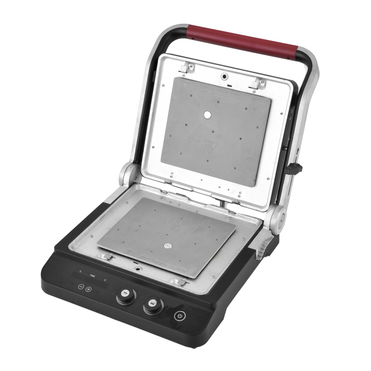 Sandwich maker & grill HAUSBERG HB-636NG, 1650-2000W, Termostat reglabil, Buton de control, Afisaj Led, Inox