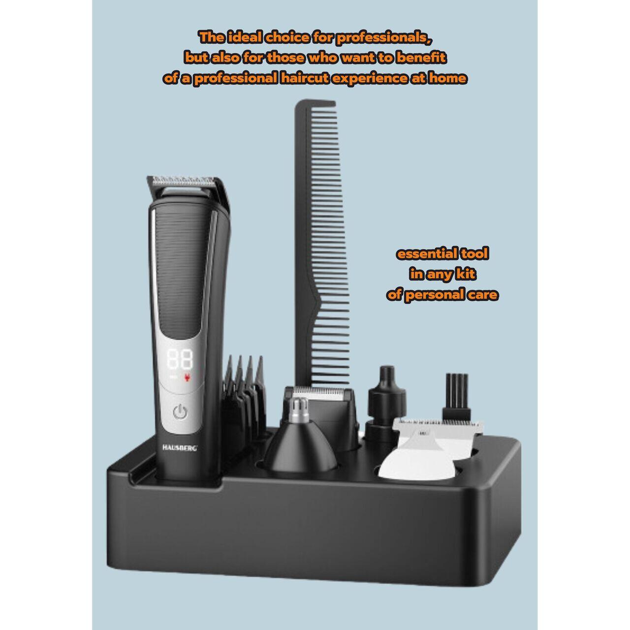 Set aparat de tuns profesional HAUSBERG HB-76GR, accesorii, autonomie 120 min, 5W, afisaj LCD Imagine secundară a produsului