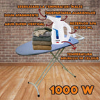 Aparat de calcat vertical cu abur HAUSBERG HB-7886BL, 1000 W, 200 ml, 2 accesorii, alb-bleu