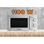 Cuptor cu microunde HAUSBERG HB-8008GR, 20 litri, intrare 1100 W, iesire 700 W, 5 nivele de putere, control mecanic, termostat, timer 35 minute, functie dezghetare, lumina interioara, semnal sonor de terminare a programului, Gri